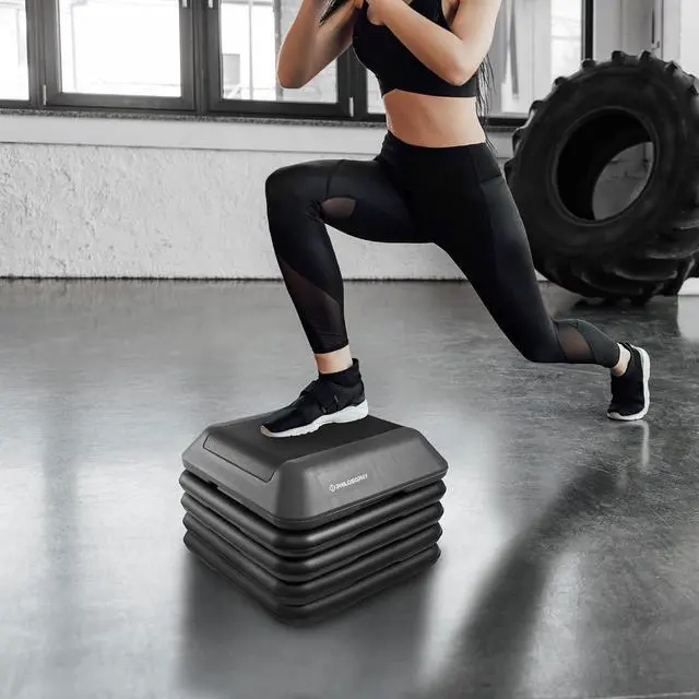 Alt view image 5 of 5 - Philosophy Gym Aerobic Exercise Adjustable High Step Platform, with 4 Risers Included