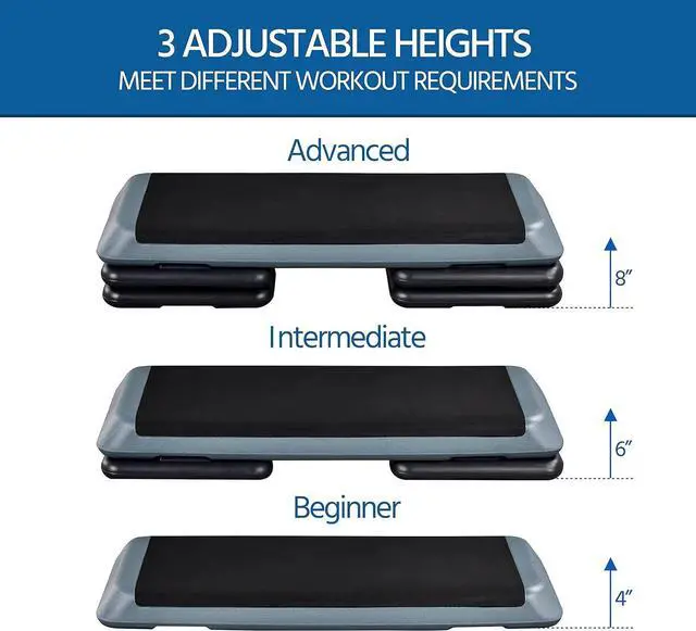 Alt view image 4 of 7 - Yaheetech Aerobic Stepper, 4-6-8in Height-Adjustable Aerobic Exercise Step Platform Health Club Size w/Risers & Non-Slip Surface & Non-Marking Feet for Home Gym Workout & Training