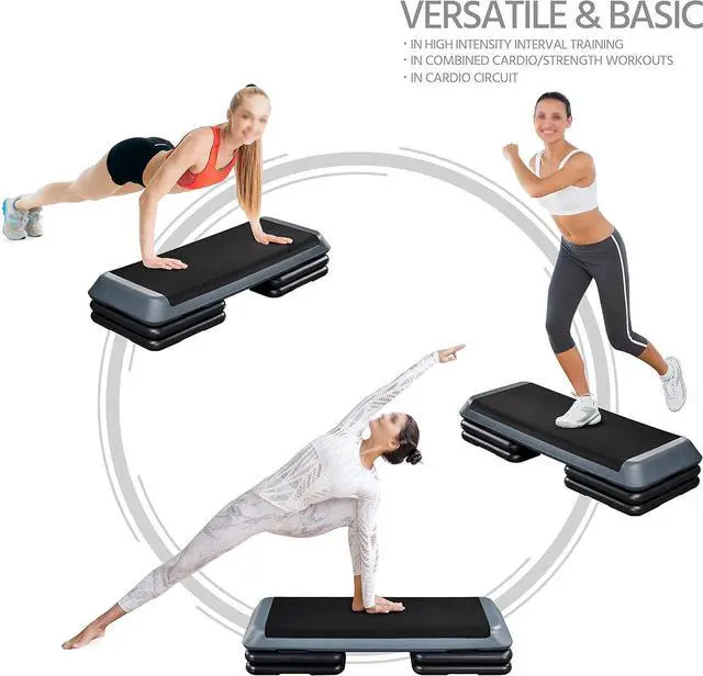 Alt view image 6 of 7 - Yaheetech Aerobic Stepper, 4-6-8in Height-Adjustable Aerobic Exercise Step Platform Health Club Size w/Risers & Non-Slip Surface & Non-Marking Feet for Home Gym Workout & Training