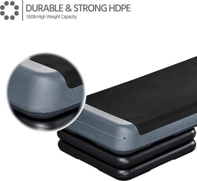 Alt view image 7 of 7 - Yaheetech Aerobic Stepper, 4-6-8in Height-Adjustable Aerobic Exercise Step Platform Health Club Size w/Risers & Non-Slip Surface & Non-Marking Feet for Home Gym Workout & Training