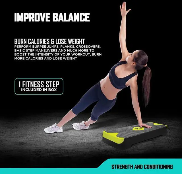 Alt view image 3 of 6 - RBX Aerobic Step Platform with Non-Slip Textured Surface -2-Level Adjustable Steppers for Exercise, Compact, Lightweight, Easy-to-Store Exercise Step & Fitness Step Bench