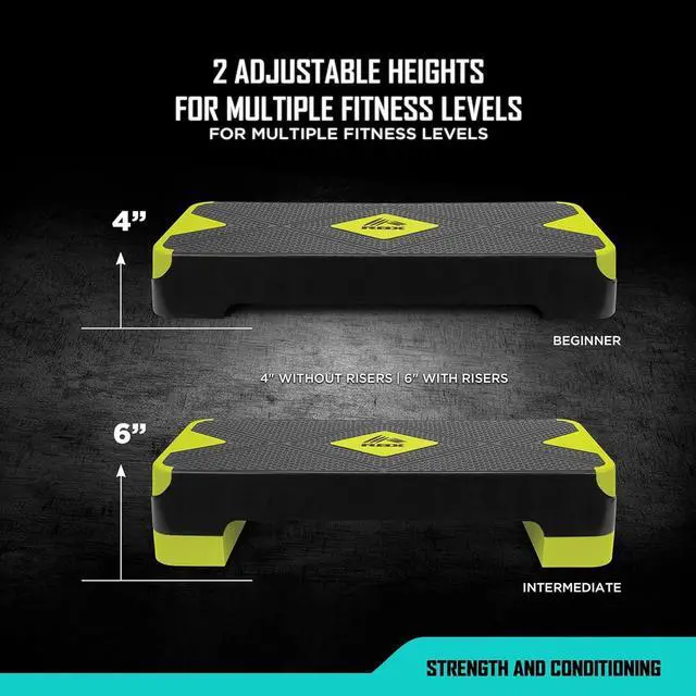 Alt view image 4 of 6 - RBX Aerobic Step Platform with Non-Slip Textured Surface -2-Level Adjustable Steppers for Exercise, Compact, Lightweight, Easy-to-Store Exercise Step & Fitness Step Bench