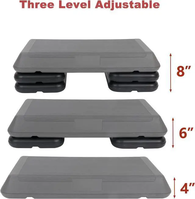Alt view image 7 of 7 - 28.5'' Exercise Step Platform Aerobic Stepper Workout Step Up Box for Home Gym, Circuit Size Steppers Bench, 4 Stackable Risers, 3 Levels 4"-6"-8" Height Adjustable Fitness Stair
