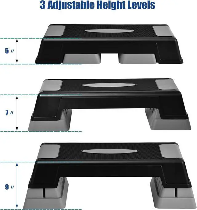 Alt view image 4 of 7 - Aerobic Step Platform for Exercise w/Risers, Workout Step Height Adjustable 5"-7"-9", Fitness Step 450lbs Capacity, Non-slip Exercise Step Deck for Home/Gym