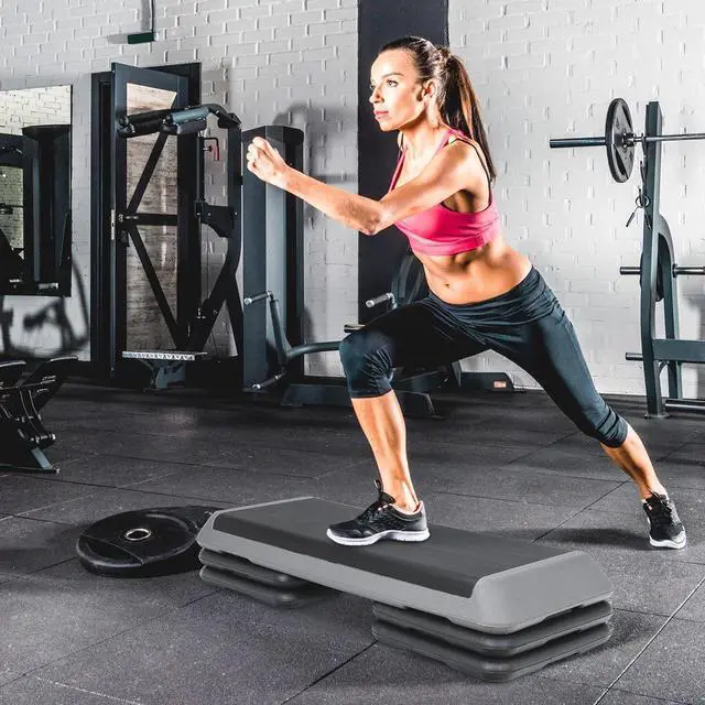 Alt view image 4 of 7 - 43" Workout Aerobic Exercise Step Platform, Adjustable Aerobic Steppers for Exercise with 4 Removable Risers for Home Gym Strength Training