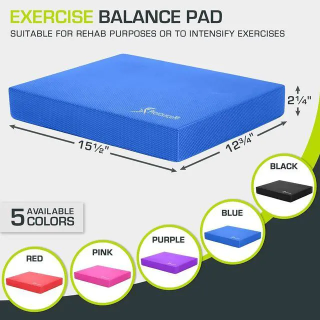Alt view image 3 of 7 - ProsourceFit Exercise Balance Pad  Non-Slip Cushioned Foam Mat & Knee Pad for Fitness and Stability Training, Yoga, Physical Therapy