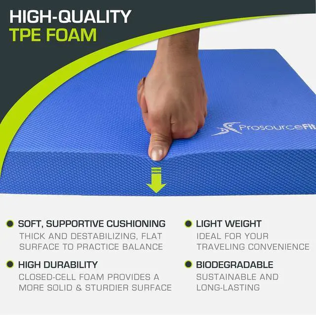 Alt view image 4 of 7 - ProsourceFit Exercise Balance Pad  Non-Slip Cushioned Foam Mat & Knee Pad for Fitness and Stability Training, Yoga, Physical Therapy
