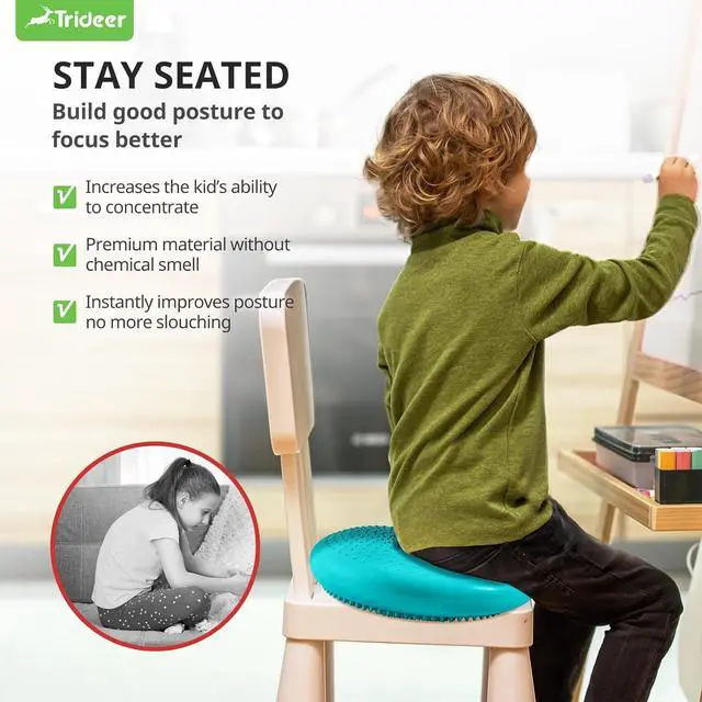 Alt view image 3 of 7 - Trideer Wobble Cushion with Inflation Pump - Wiggle Seat for Sensory Kids(Multiple Colors), Balance Disc (Extra Thick)