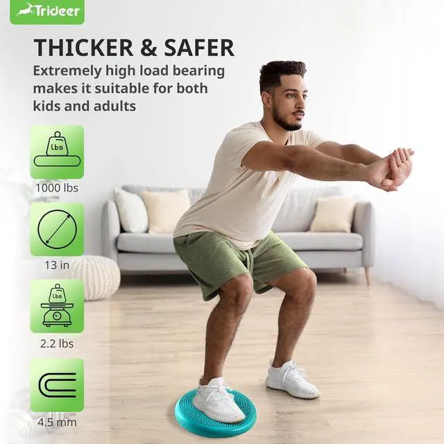 Alt view image 5 of 7 - Trideer Wobble Cushion with Inflation Pump - Wiggle Seat for Sensory Kids(Multiple Colors), Balance Disc (Extra Thick)