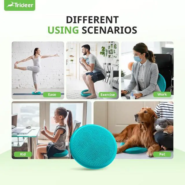 Alt view image 7 of 7 - Trideer Wobble Cushion with Inflation Pump - Wiggle Seat for Sensory Kids(Multiple Colors), Balance Disc (Extra Thick)