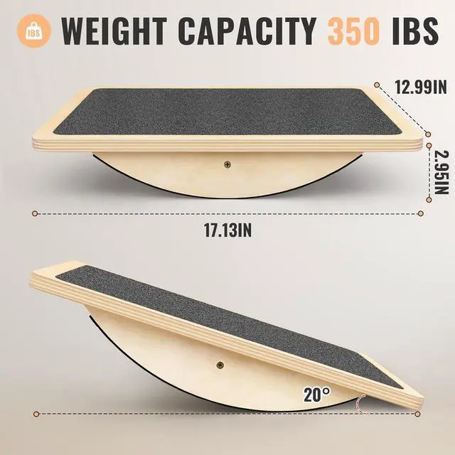 Alt view image 2 of 7 - Balance Board Professional Wobble Board for Adults Anti-Slip 350LBS Balance Boards for Physical Therapy Standing Desk Core Strength Wooden Balance Board Rocker Board