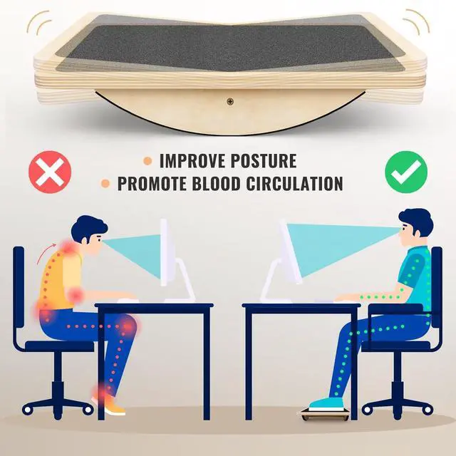 Alt view image 3 of 7 - Balance Board Professional Wobble Board for Adults Anti-Slip 350LBS Balance Boards for Physical Therapy Standing Desk Core Strength Wooden Balance Board Rocker Board