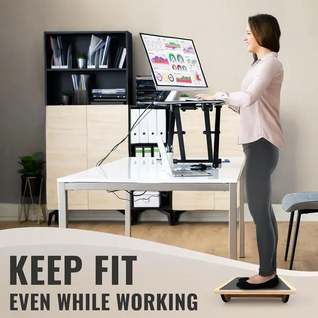 Alt view image 6 of 7 - Balance Board Professional Wobble Board for Adults Anti-Slip 350LBS Balance Boards for Physical Therapy Standing Desk Core Strength Wooden Balance Board Rocker Board