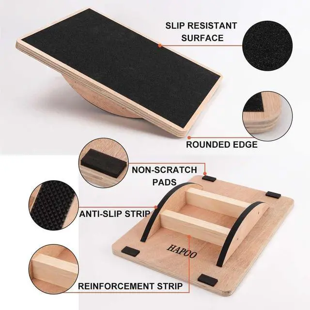 Alt view image 2 of 7 - Balance Board Wobble Board for Adults Anti-Slip Balance Board for Physical Therapy Standing Desk Core Strength Wooden Balance Board Rocker Board