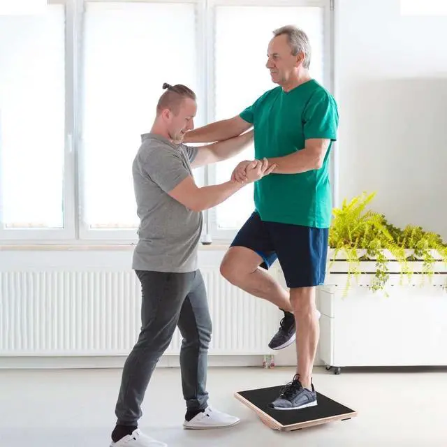 Alt view image 4 of 7 - Balance Board Wobble Board for Adults Anti-Slip Balance Board for Physical Therapy Standing Desk Core Strength Wooden Balance Board Rocker Board