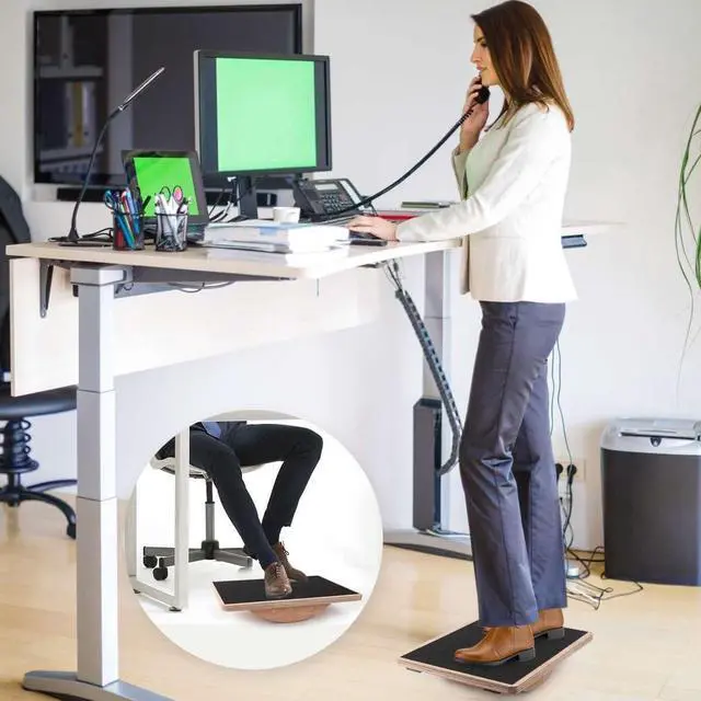 Alt view image 5 of 7 - Balance Board Wobble Board for Adults Anti-Slip Balance Board for Physical Therapy Standing Desk Core Strength Wooden Balance Board Rocker Board