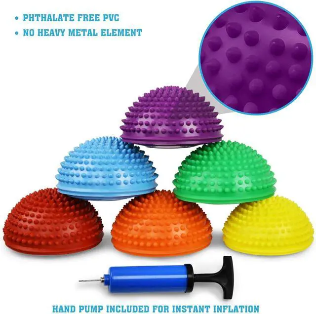 Alt view image 4 of 6 - Yes4All Hedgehog Balance Pods for Exercise, Core Body Balancing, Balance Pods for Kids & Adults with Hand Pump - Set of 6