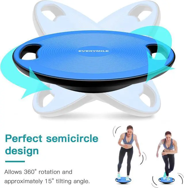 Alt view image 3 of 7 - EVERYMILE Wobble Balance Board, Exercise Balance Stability Trainer Portable Balance Board with Handle for Workout Core Trainer Physical Therapy & Gym 15.7" Diameter No-Skid Surface