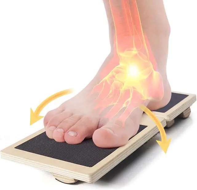 Main image of Ankle Strengthener Exerciser for Sprained, Single Foot Balance Board, Non-Slip Wood Wobble Board., BLACK
