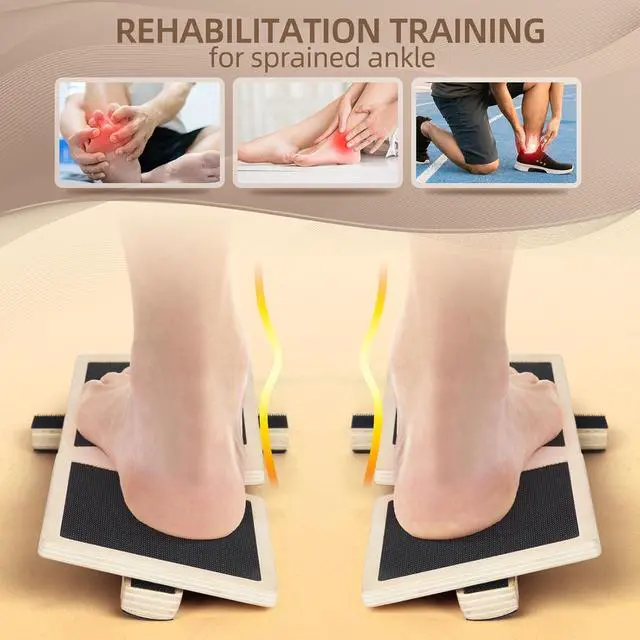 Alt view image 3 of 7 - Ankle Strengthener Exerciser for Sprained, Single Foot Balance Board, Non-Slip Wood Wobble Board., BLACK