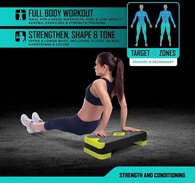 Alt view image 5 of 6 - RBX Aerobic Step Platform with Non-Slip Textured Surface -2-Level Adjustable Steppers for Exercise, Compact, Lightweight, Easy-to-Store Exercise Step & Fitness Step Bench