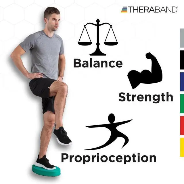 Alt view image 6 of 7 - THERABAND Stability Trainer Pad, Beginner Level Green Foam Pad, Balance Trainer & Wobble Cushion for Balance & Core Strengthening, Rehabilitation, & Physical Therapy, Round Sport Balance Trainer