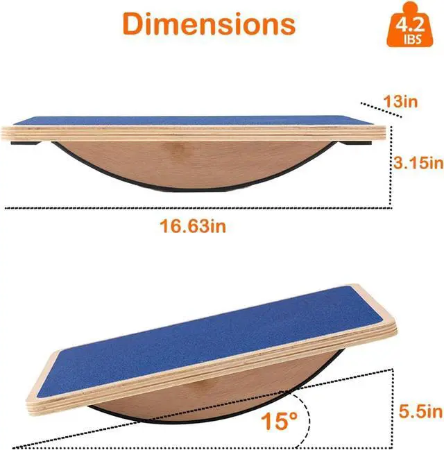 Alt view image 2 of 6 - Non-Slip Wood Wobble Exercise Balance Board,up to 350 Ibs for Coordination Skills Obstacle Courses Sensory Toys for Kids and Adult,Professional Rocker Balance Board for Physical Therapy