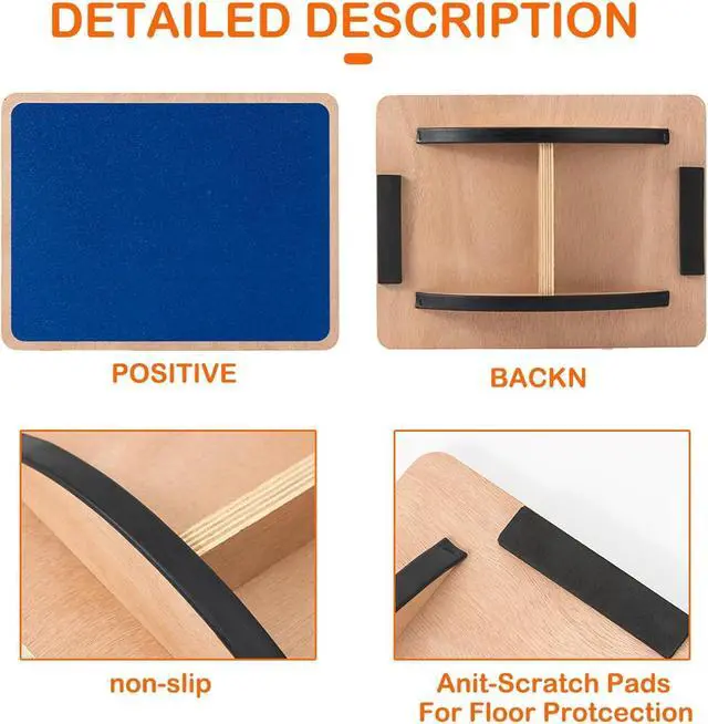 Alt view image 3 of 6 - Non-Slip Wood Wobble Exercise Balance Board,up to 350 Ibs for Coordination Skills Obstacle Courses Sensory Toys for Kids and Adult,Professional Rocker Balance Board for Physical Therapy