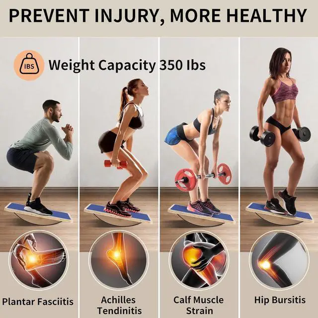 Alt view image 4 of 6 - Non-Slip Wood Wobble Exercise Balance Board,up to 350 Ibs for Coordination Skills Obstacle Courses Sensory Toys for Kids and Adult,Professional Rocker Balance Board for Physical Therapy