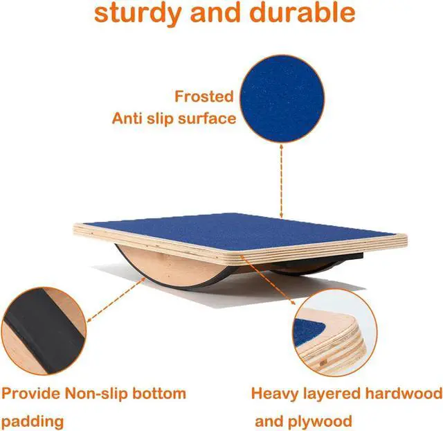 Alt view image 5 of 6 - Non-Slip Wood Wobble Exercise Balance Board,up to 350 Ibs for Coordination Skills Obstacle Courses Sensory Toys for Kids and Adult,Professional Rocker Balance Board for Physical Therapy