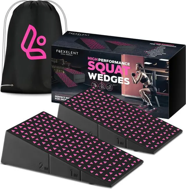 Main image of Squat Wedge Block Pair, Squat Ramp, Calf Raise Block, Anti-Slip Slant Board for Squats, ATG Equipment to Boost Workout, 17° Incline, 3.5x5.9x12.2, Backpack Included