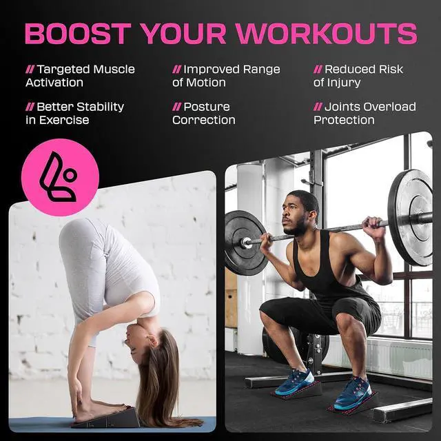 Alt view image 2 of 7 - Squat Wedge Block Pair, Squat Ramp, Calf Raise Block, Anti-Slip Slant Board for Squats, ATG Equipment to Boost Workout, 17° Incline, 3.5x5.9x12.2, Backpack Included