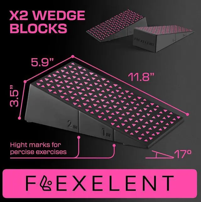 Alt view image 5 of 7 - Squat Wedge Block Pair, Squat Ramp, Calf Raise Block, Anti-Slip Slant Board for Squats, ATG Equipment to Boost Workout, 17° Incline, 3.5x5.9x12.2, Backpack Included