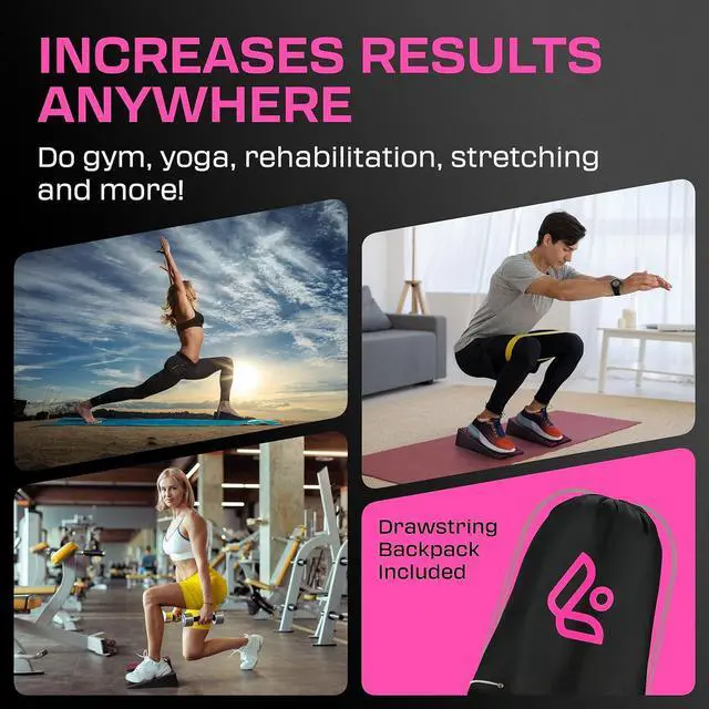Alt view image 7 of 7 - Squat Wedge Block Pair, Squat Ramp, Calf Raise Block, Anti-Slip Slant Board for Squats, ATG Equipment to Boost Workout, 17° Incline, 3.5x5.9x12.2, Backpack Included