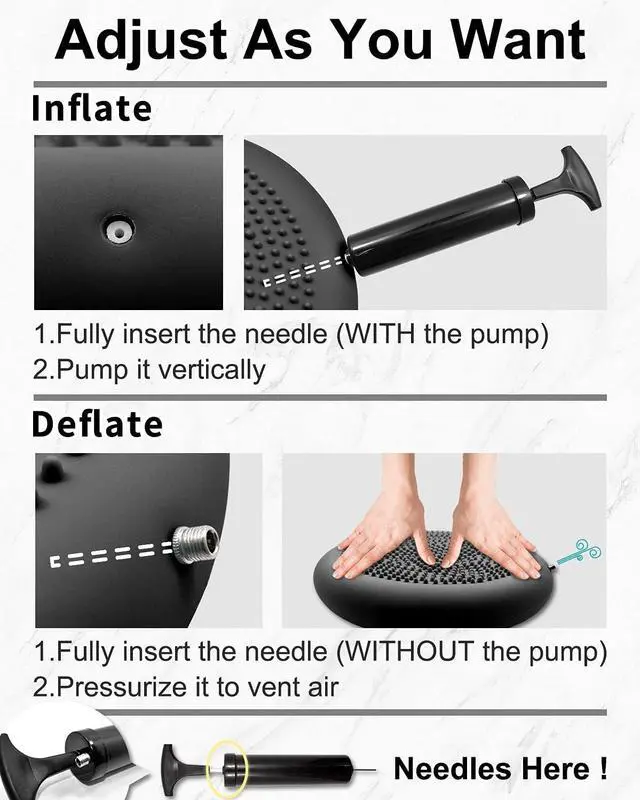 Alt view image 4 of 7 - Tumaz Wobble Cushion - Wiggle Seat to Improve Sitting Posture & Stay Focused for Sensory Kids, Balance Disc to Relief Back Pain & Core Strength & Flexible Seating [Extra Thick, Pump Included]