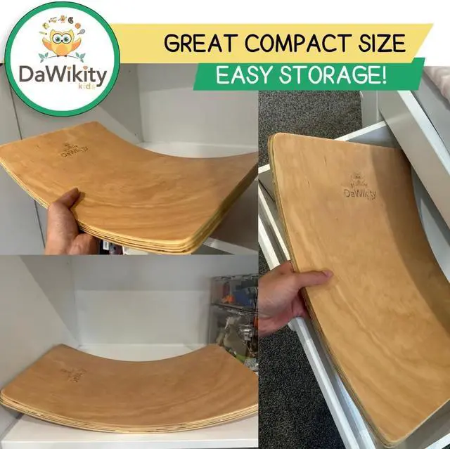 Alt view image 6 of 7 - Balance Board - Wooden Wobble Board for Kids - Compact Balancing Trainer - Poplar Core - Eco-Coating - Sensory Motor Development - Core Strengthening - 17x12x3", Up to 480 lbs Capacity