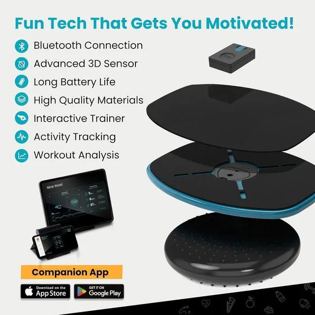 Alt view image 6 of 7 - GoBalance Board - App-Enabled Balance Board. Smart Bluetooth Sensor, 12 FREE Interactive Games - Fun, Balance Training and Home Gym Workout! Boost Coordination & Strength for Teens and Adults