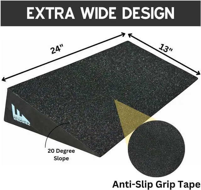 Alt view image 2 of 6 - SquatWedgiez 20 Degree Slant Board for Knees Over Toes Training, Heel Elevated Squats,1000 Pound Weight Capacity, Anti-Slip Squat Wedge for ATG Split Squats, & Calf Stretching