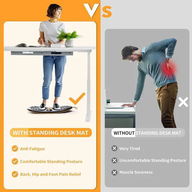Alt view image 2 of 6 - Standing Desk Mat Balance Board with Rollerball, Wooden Wobble Anti Fatigue for Desk, Home Office Non-Slip Comfort Floor to Reli Foot, Knee, and Back Pain by DT