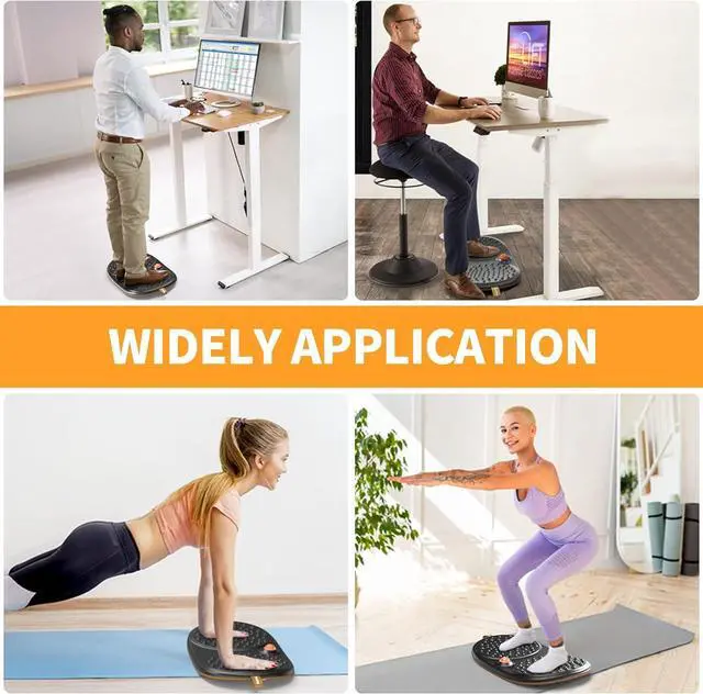 Alt view image 4 of 6 - Standing Desk Mat Balance Board with Rollerball, Wooden Wobble Anti Fatigue for Desk, Home Office Non-Slip Comfort Floor to Reli Foot, Knee, and Back Pain by DT