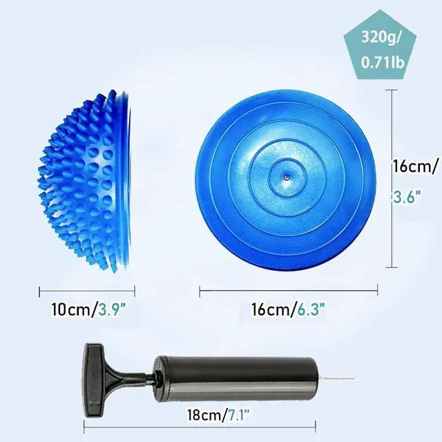 Alt view image 2 of 7 - 2PCS Hedgehog Balance Pods, Pimples Pilates Ball, Half Spiky Fitness Domes for Kids Adults Sports, Foot Massage, Stability Training, Muscle Balancing Therapy, Motor Skills Yoga Gymnastics Exercise