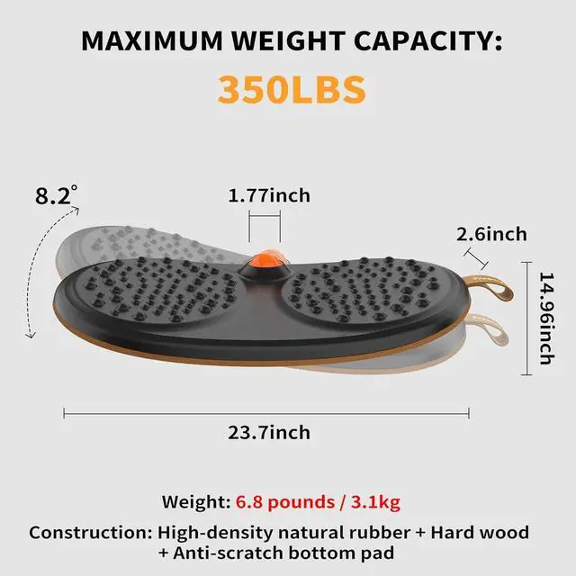 Alt view image 5 of 6 - Standing Desk Mat Balance Board with Rollerball, Wooden Wobble Anti Fatigue for Desk, Home Office Non-Slip Comfort Floor to Reli Foot, Knee, and Back Pain by DT