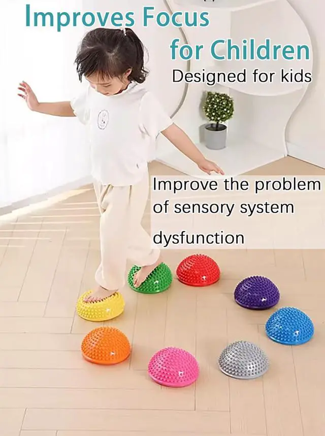 Alt view image 6 of 7 - 2PCS Hedgehog Balance Pods, Pimples Pilates Ball, Half Spiky Fitness Domes for Kids Adults Sports, Foot Massage, Stability Training, Muscle Balancing Therapy, Motor Skills Yoga Gymnastics Exercise