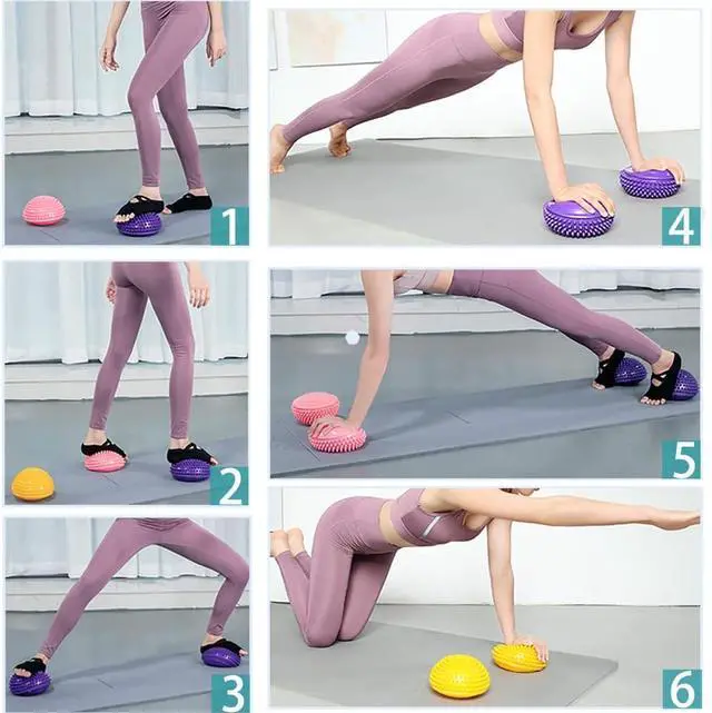 Alt view image 7 of 7 - 2PCS Hedgehog Balance Pods, Pimples Pilates Ball, Half Spiky Fitness Domes for Kids Adults Sports, Foot Massage, Stability Training, Muscle Balancing Therapy, Motor Skills Yoga Gymnastics Exercise