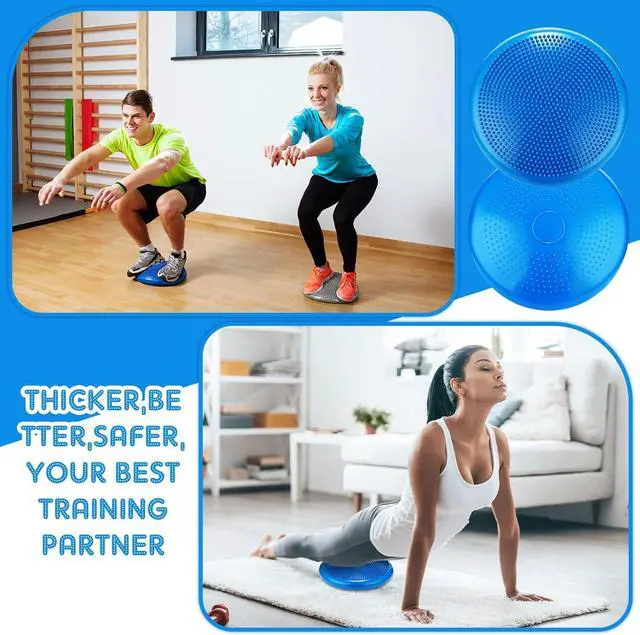 Alt view image 3 of 6 - Jerify 4 Pcs Wiggle Seat Flexible Inflated Wobble Cushion Stability Balance Pad Balance Disc Sensory Seat for Men Women Fitness Physical Exercise Improving Posture Home Office