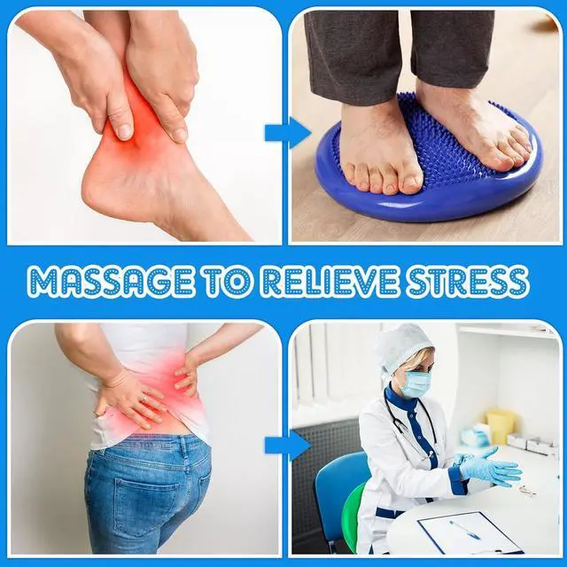 Alt view image 5 of 6 - Jerify 4 Pcs Wiggle Seat Flexible Inflated Wobble Cushion Stability Balance Pad Balance Disc Sensory Seat for Men Women Fitness Physical Exercise Improving Posture Home Office