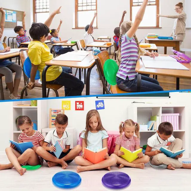 Alt view image 6 of 6 - Jerify 4 Pcs Wiggle Seat Flexible Inflated Wobble Cushion Stability Balance Pad Balance Disc Sensory Seat for Men Women Fitness Physical Exercise Improving Posture Home Office