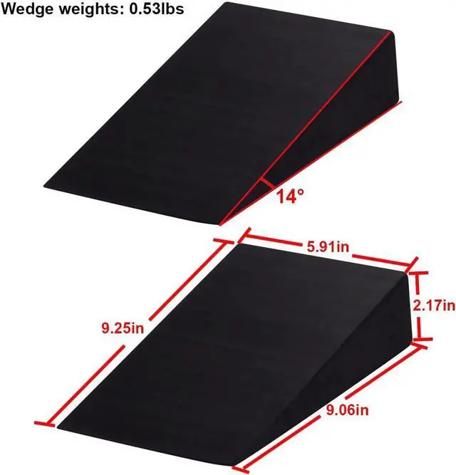 Alt view image 3 of 7 - Squat Wedge Block Non-Slip Slant Board Calf Stretcher, 2pcs Ankle Knee Leg Stretcher, Heavy Duty Incline Ramp for Heel Elevated Squat, ATG Split Squat, deadlift, Lunge, Yoga, Pilates, Physical Therapy