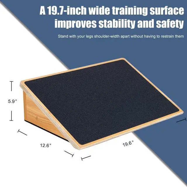 Alt view image 2 of 6 - StrongTek Slant Board for Knees Over Toes, Training Incline Board for Squats, 1000 Lbs Weight Capacity, Wooden Incline Boards with Non-Slip Surface for Calf Stretch, Weightlifting, Fitness