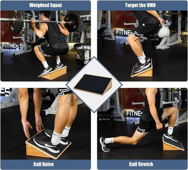 Alt view image 5 of 6 - StrongTek Slant Board for Knees Over Toes, Training Incline Board for Squats, 1000 Lbs Weight Capacity, Wooden Incline Boards with Non-Slip Surface for Calf Stretch, Weightlifting, Fitness